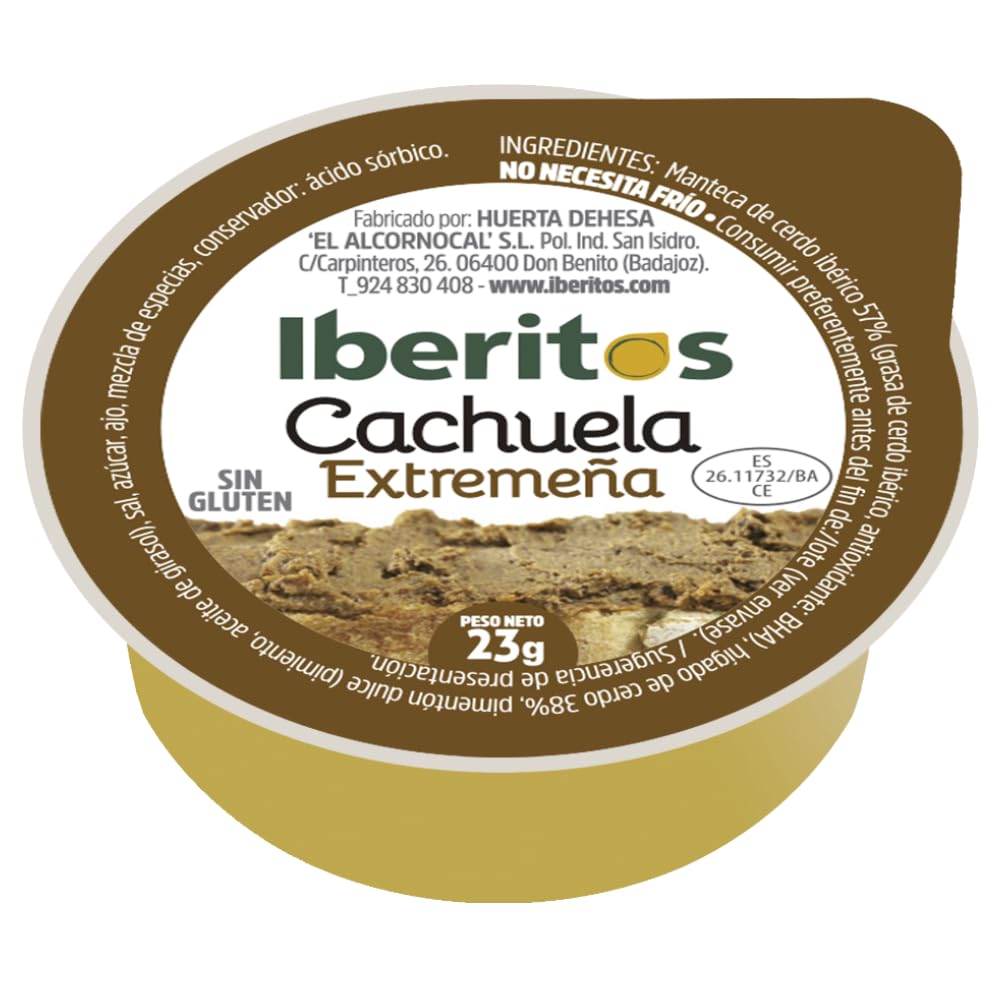 Iberitos Cachuela Extremeña Untable sin Gluten sin Lactosa Bandeja 18 Monodosis 23 Gramos