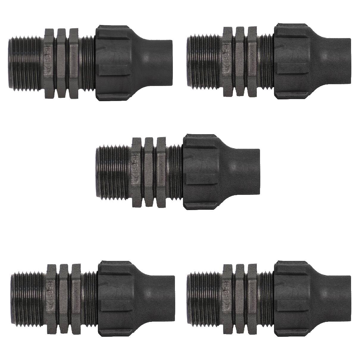 Hydrosure Men's Black Nut-Lock 14 Mm X 3/4" Bsp - Pack Of 5 Irrigation Control Valves With Nut-Lock Fitting And Threaded Outlet, Manual Water Flow Shut-Off For Garden Hose