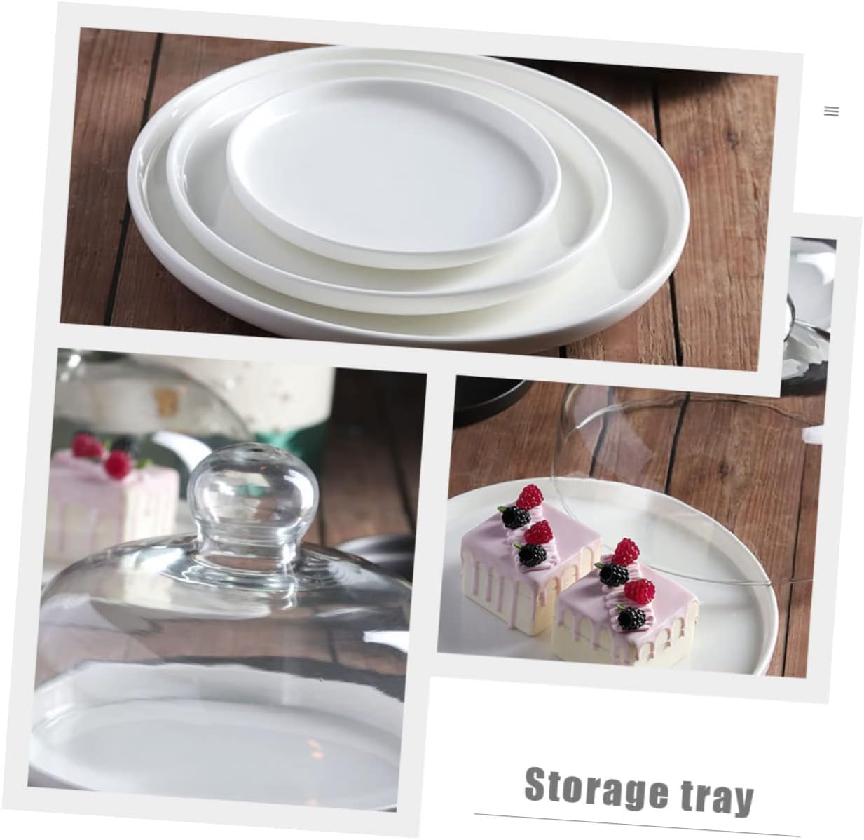 PRETYZOOM Multi-Function Transparent Cake Tray with Cover Dessert Plate for Fruits Snacks and Pastries Wear-Resistant Smooth Edges for Safe Handling Home Use and Parties