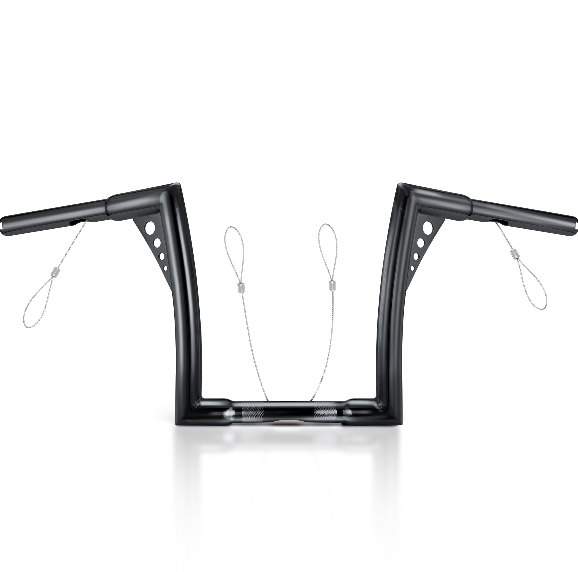 MoKitDora Sportster Dyna Softail 10” Rise 1-1/4” Fat 1" Clamp Ape Hanger Handlebar Z Bar for Harley Touring Road Glide Road King, Gloss Black