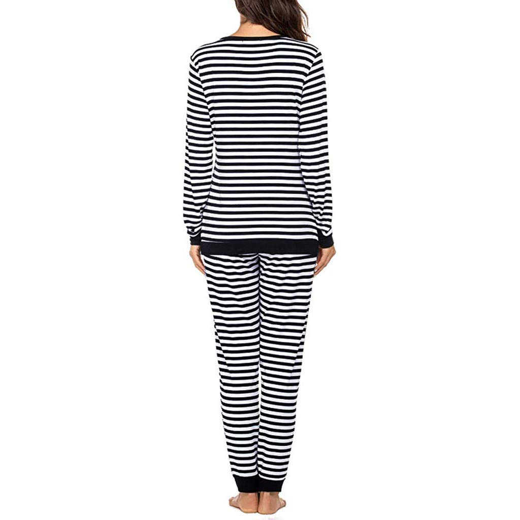Ensemble haut + pantalon rayé pour femme T-shirt long pyjama manches allaitement costume de maternité et costume de grossesse avec fermeture éclair et