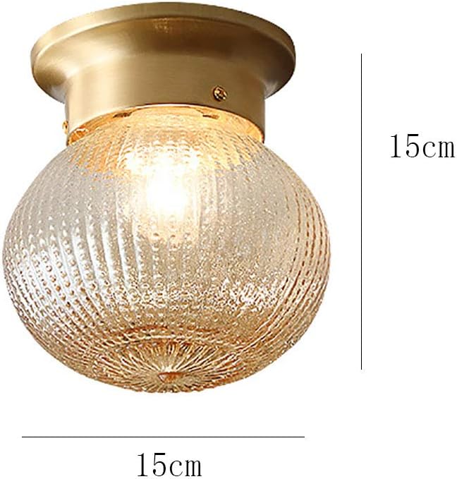 DOGACA Midden-eeuw Mat Messing 1 Lamp Plafondlamp Armaturen Met Rond Bol Klein Glas Schaduw Plafondlamp Voor Slaapkamer Badkamer Gang Keuken Tree-Koper 15x15cm(6x6inch) photo 3