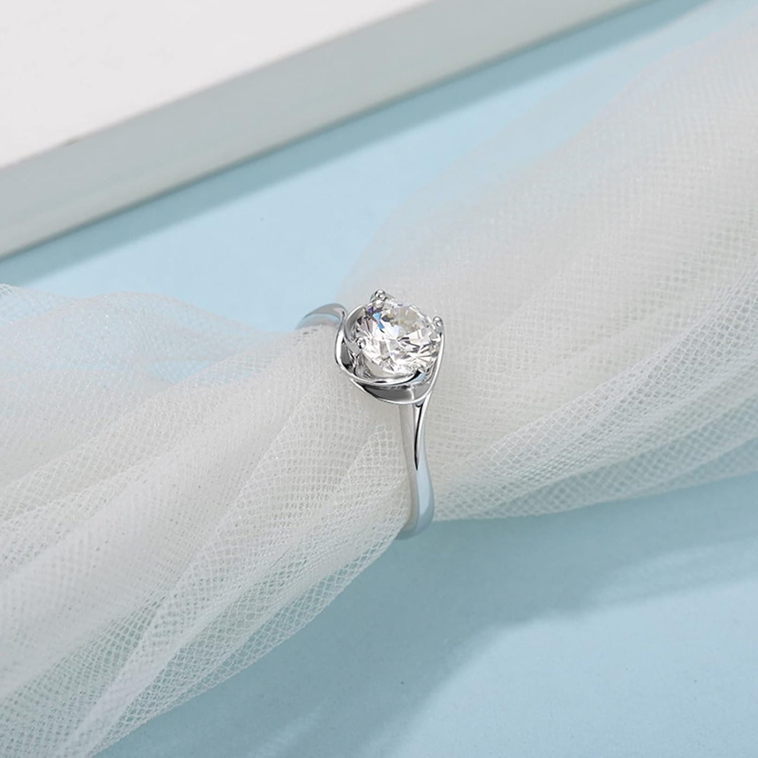 Rings, Rings Women Wedding Cubic Zirconia Sterling Silver Wave Flower Set Design Promise Ring for Women