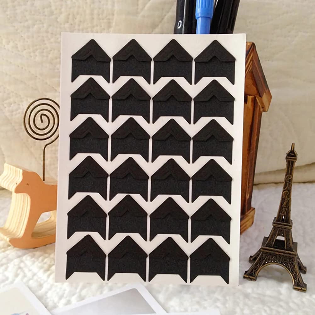 Sunkizzrs® 5 Sheets Photo Corners Self Adhesive Photo Mounting Sticker Paper Corner Stickers for Scrapbook Album (Black) 1