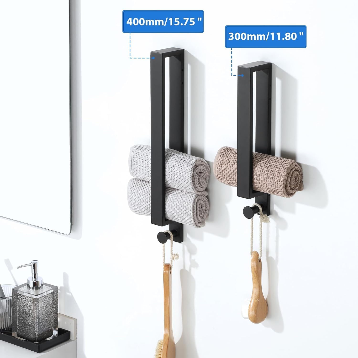 SAYAYO 30CM Porta Asciugamani Bagno Nero Porta Asciugamano Autoadesivo Porta Salviette da Parete Anello Portasciugamani Bidet Per Bagno Cucina, in Acciaio Inox