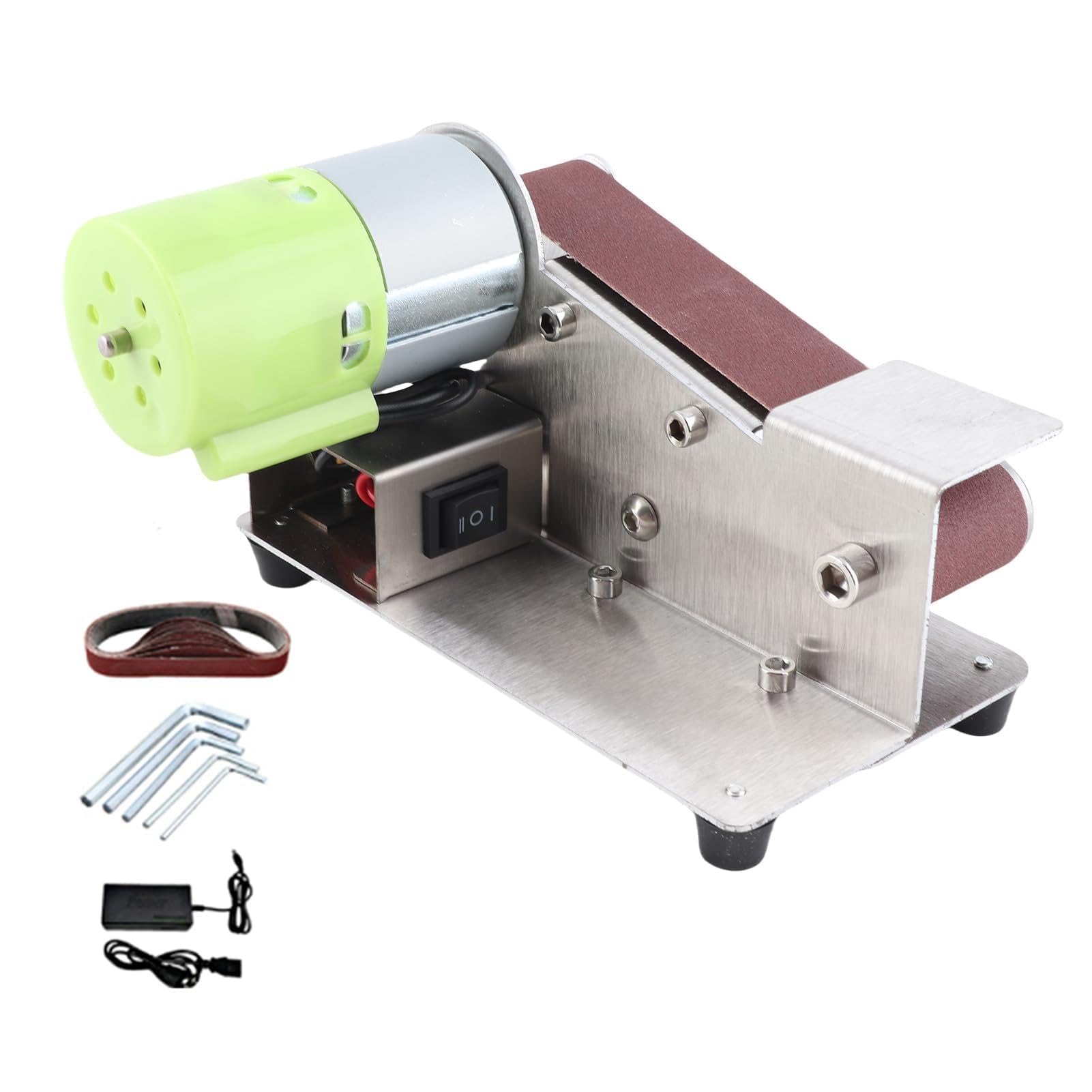 Afilador de cuchillos de ángulo fijo de 15 grados Lijadora de banda Pulidora ajustable de 7 niveles Máquina pulidora de 100 W con 10 piezas de cintas de lijado