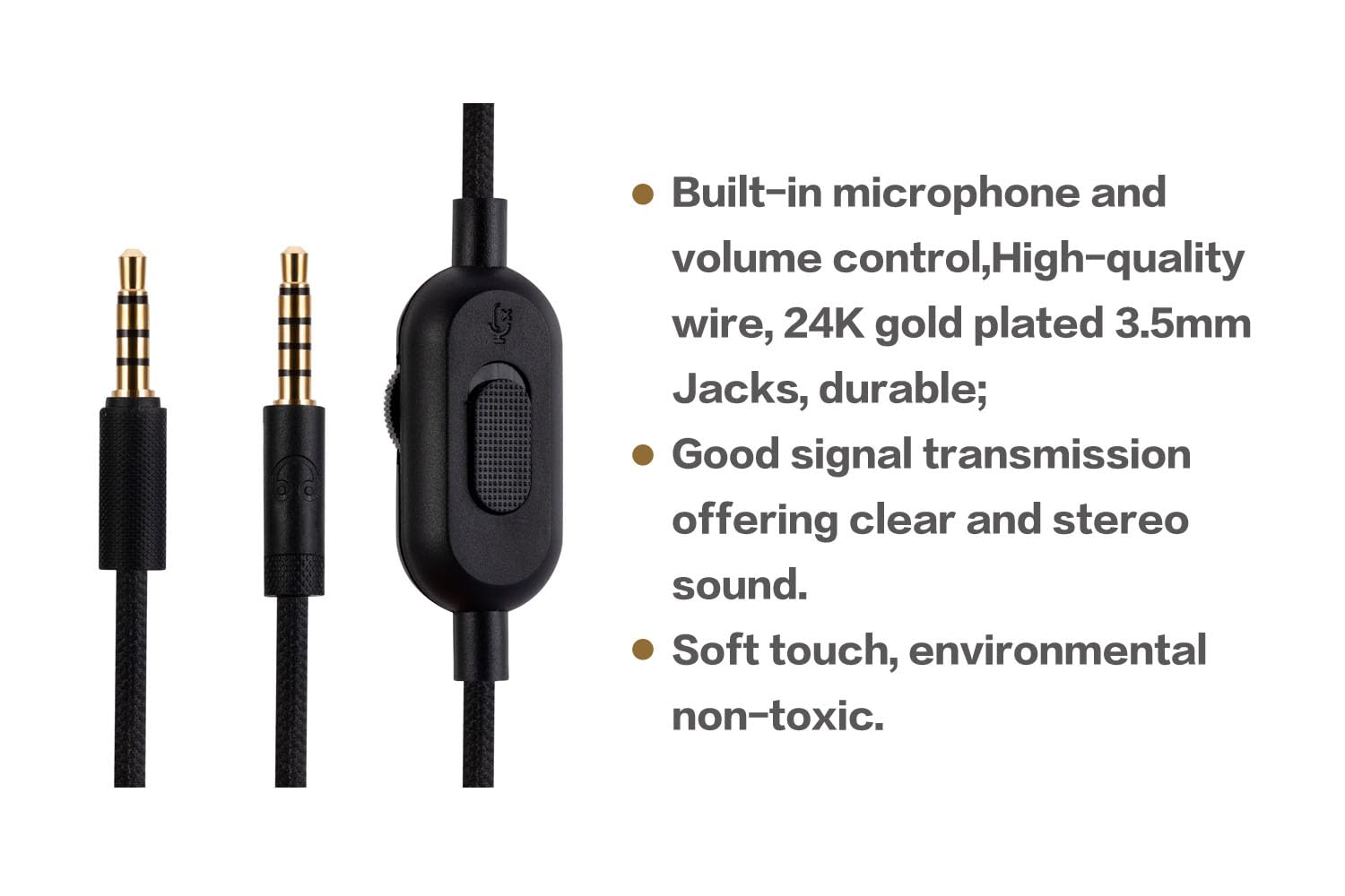 Alphatec Cavo di ricambio per G Pro X G233 G433 G Pro, compatibile con cuffie da gioco Logitech G PRO X G233 G433 G PRO, cavo AUX da 3,5 mm, disattivazione audio in linea, controllo volume, 2,8 m