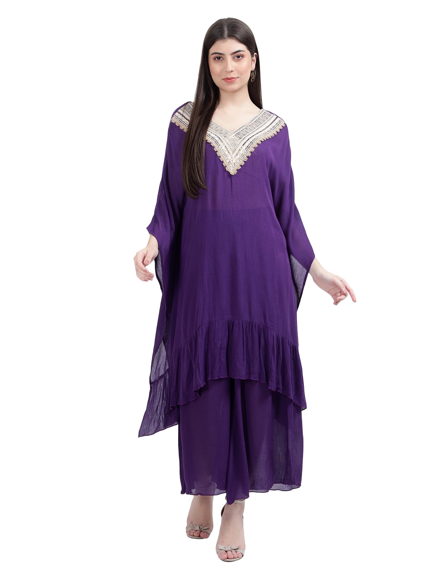 drape and dazzle Solid Stylish Kaftan and Palazzo Set |Kaftan Kurta Set for Women DD-092-picture-22