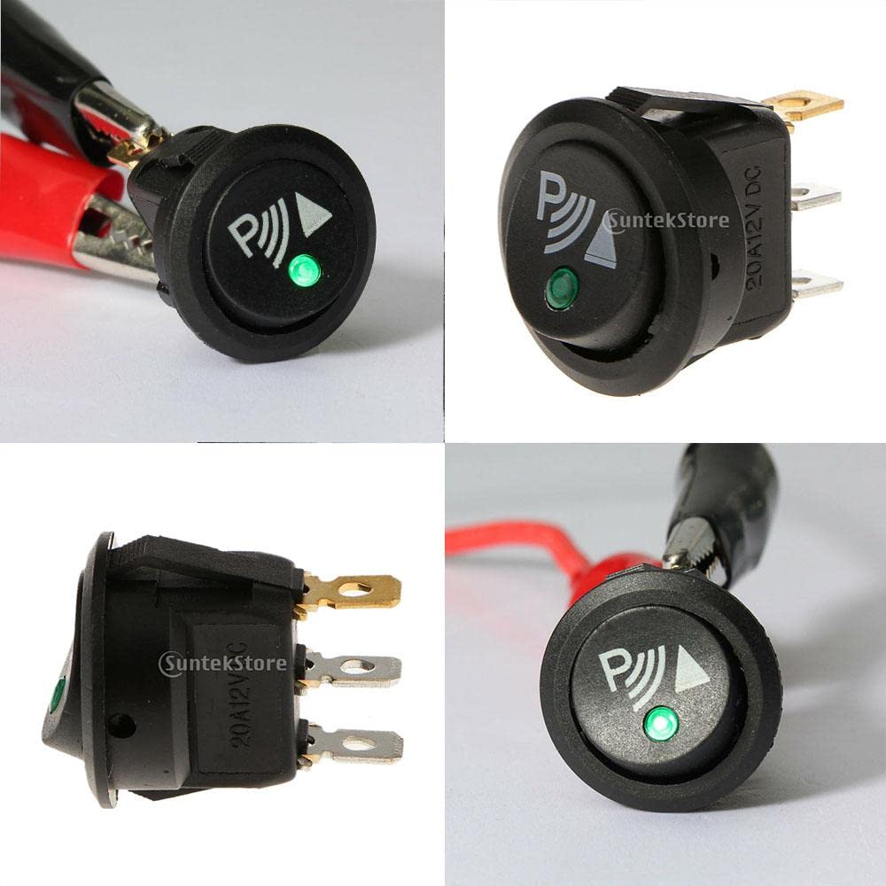 Interruttore a Bilanciere Rotondo 12V Plastica Metallo per Sensori Parcheggio