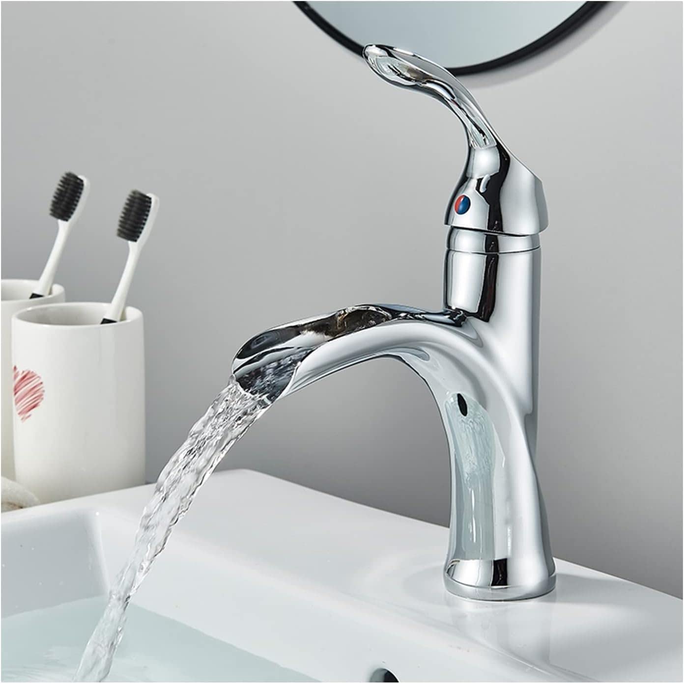 Mitigeur de lavabo en laiton antique robinet de salle de bain chic en nickel brossé
