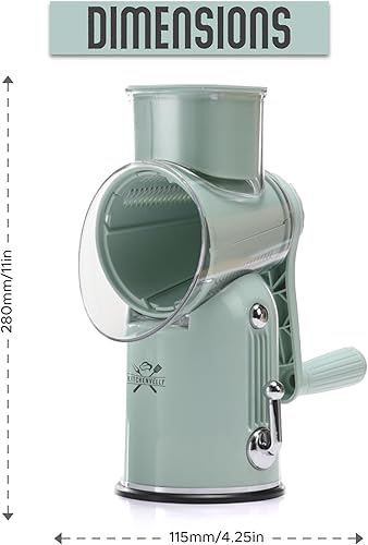 Miniatura 4 de Rallador de queso giratorio 5 en 1 con manivela de mano - Rebanador multifuncional de verduras, trituradora de nueces y quesos - Rallador de