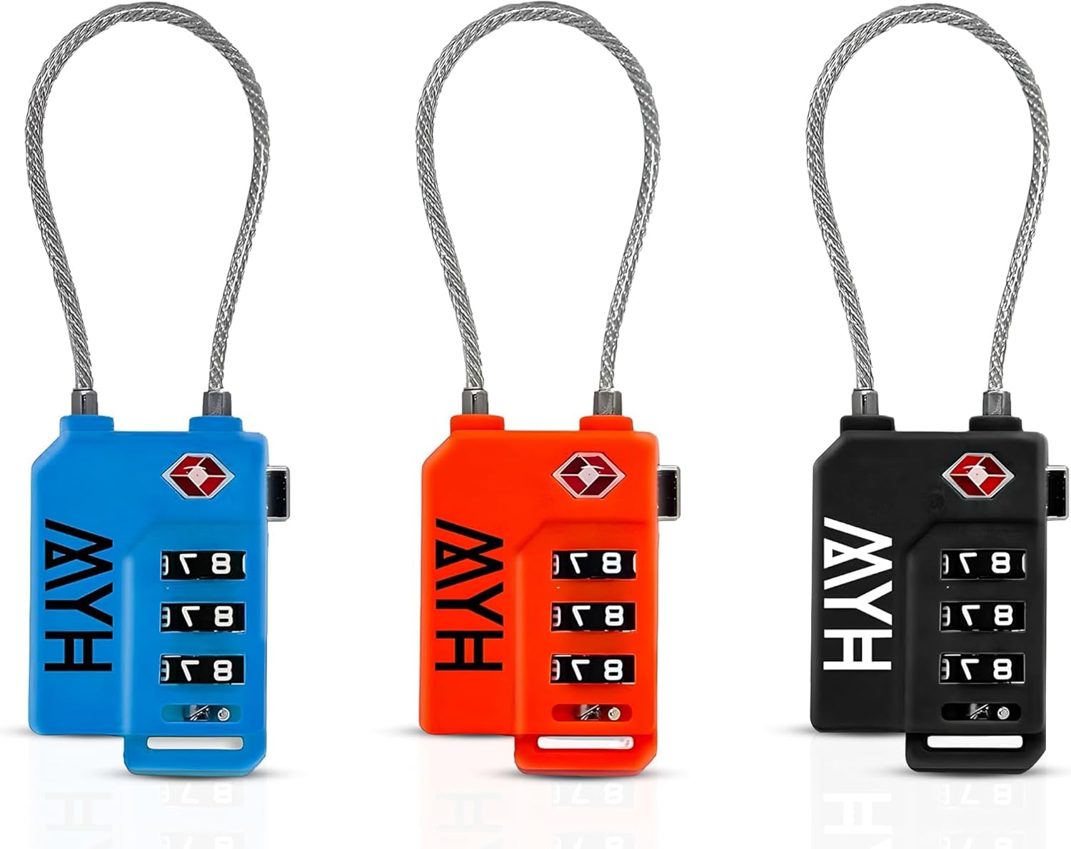 Azk Black,Blue,Orange Myh Combination Padlocks – Small Suitcase Locks For Travel, Gym Locker Padlocks, Luggage Locks For Suitcases, Coded Padlock With Code For Lockers & More (3X (Black, Blue & Orange), Combination Lock)