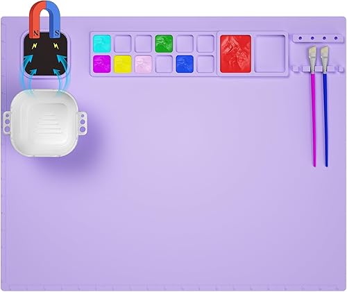 Miniatura 8 de Tapete de silicona para manualidades, tapete de pintura de silicona de 20 x 16 pulgadas con taza, hoja de silicona antiadherente para fundición de