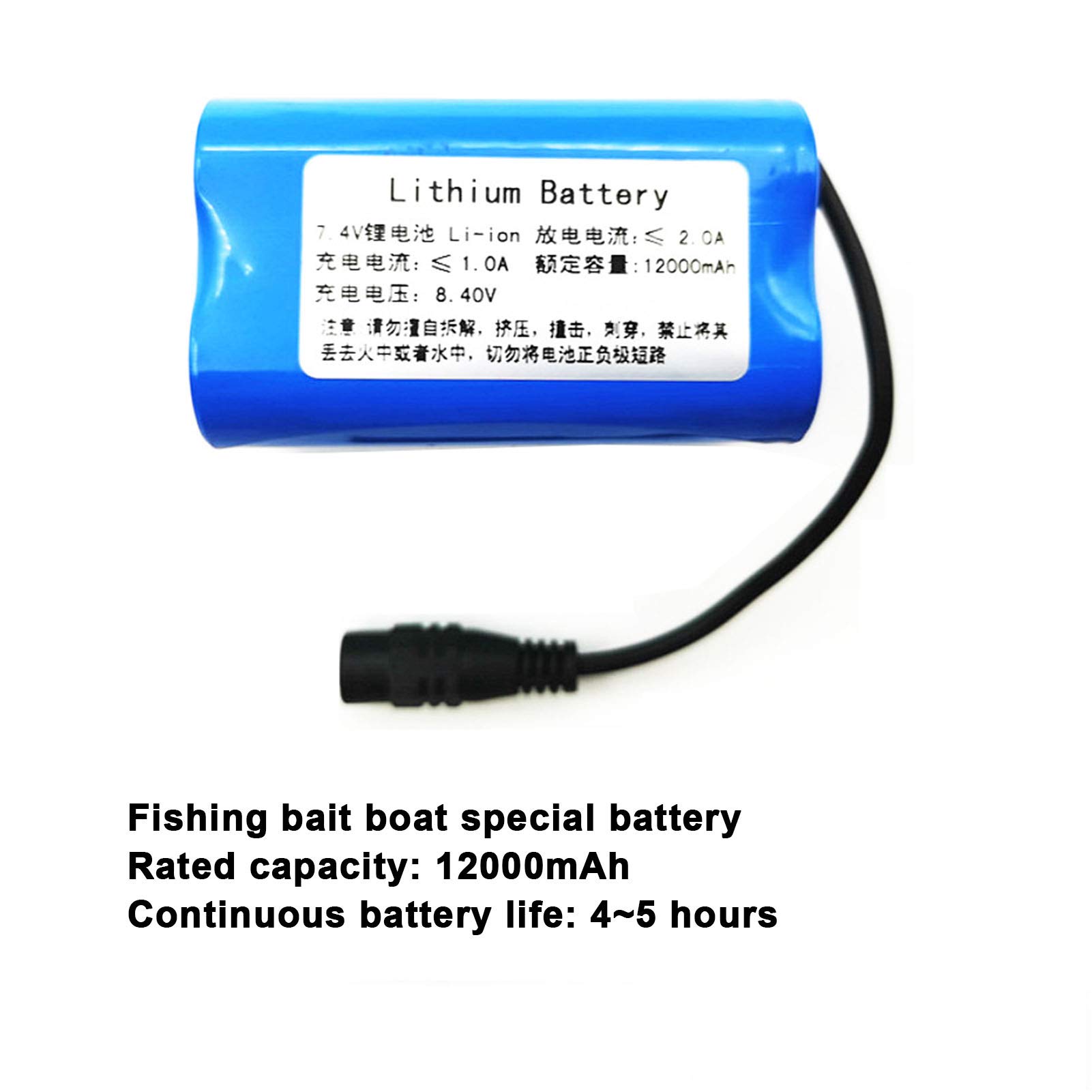 Batería De Litio De 7,4 V, Cebo De Pesca RC Batería De Litio Marina, Cebo Actualización De Piezas De Repuesto De Barcos Al Aire Libre,7.4V 12000mAh