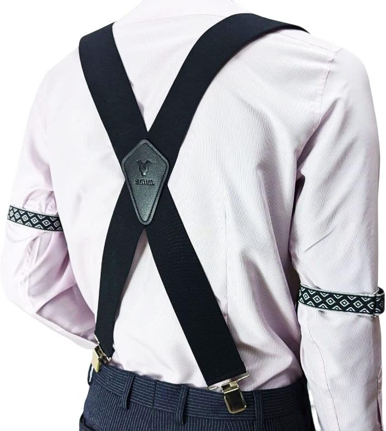 SUITUA Suspenders for Men, Mens Suspenders X Back 2 Inches Wide