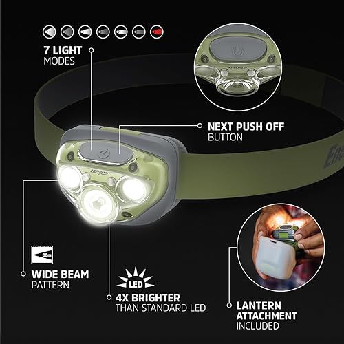 Miniatura 2 de Energizer Vision HD+ - Linterna frontal LED y funda para linterna, resistente al agua, con funda para linterna colgante, luz para exteriores y
