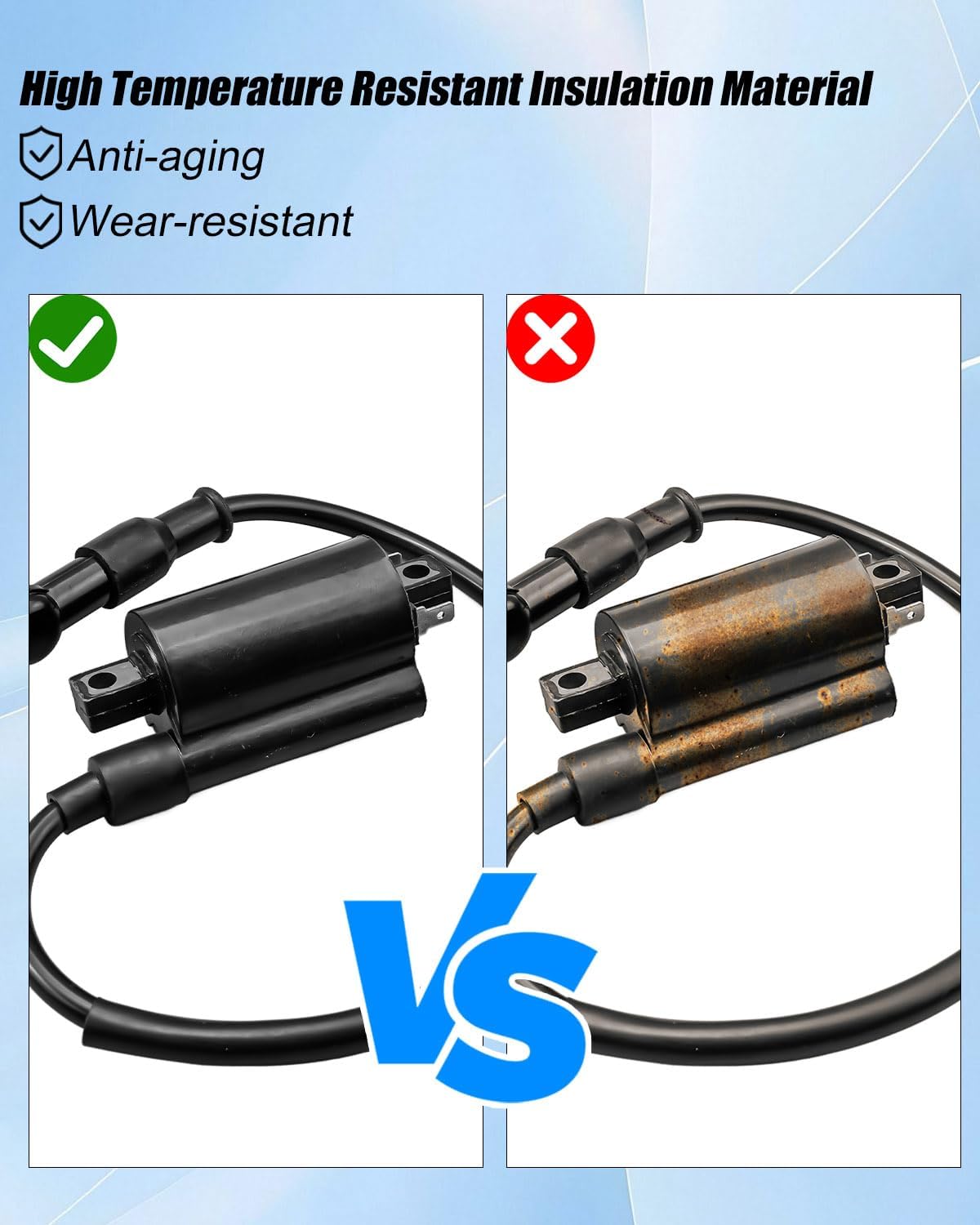 Ignition Coil Kit with Ignition Coil CDI Box Regulator Rectifier Starter solenoid relay Spark plug Fit for Kawasaki Bayou 1988-2004, Replace 21121-1049 21119-1369 21119-1241 21119-1302