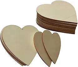 6 inch Wood Hearts, Natural Unfinished Wood Heart Cutout Shape (20 Pieces)