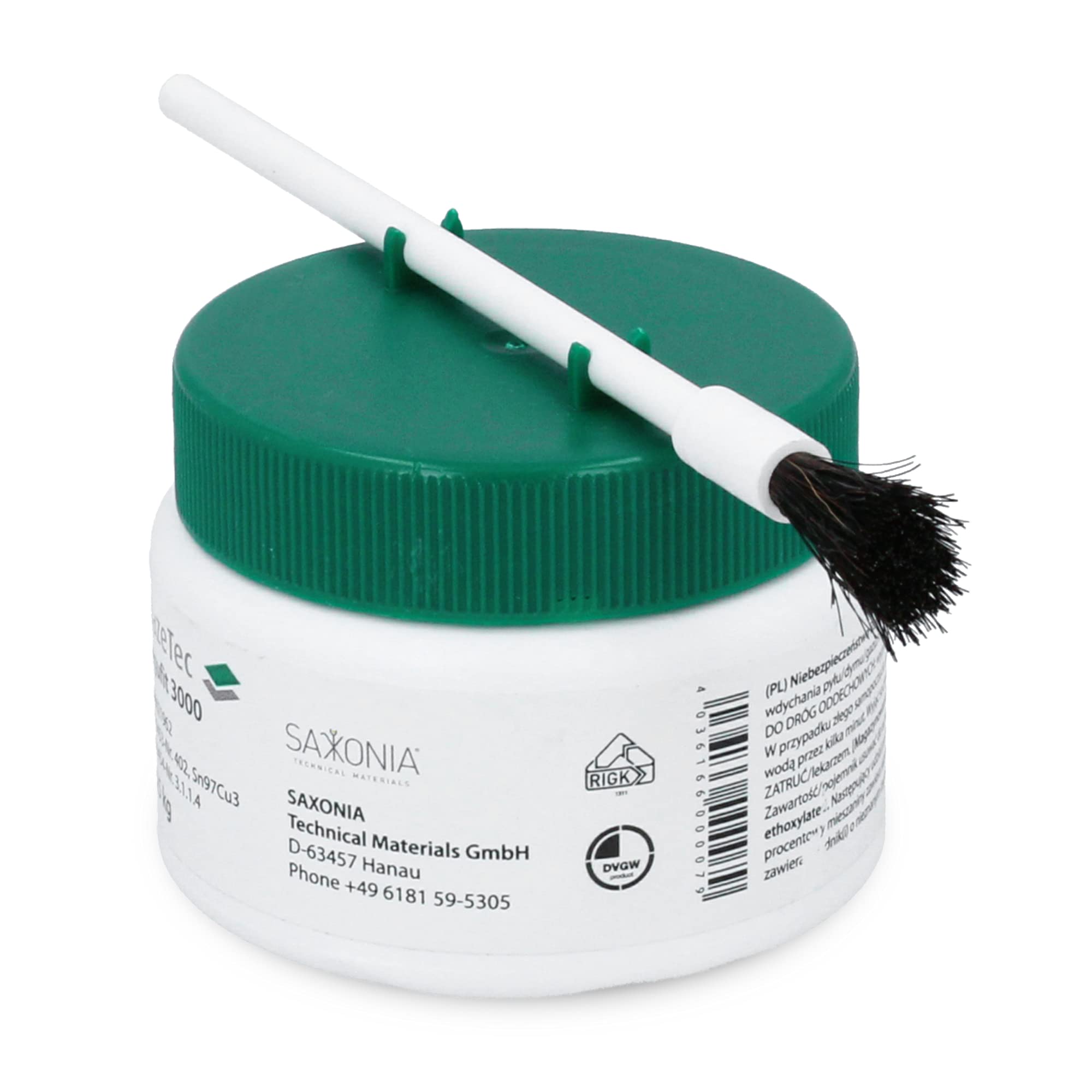 Flusso di saldatura Flussmittel Lötpaste Degufit 3000 Pasta per saldatura a bassa temperatura 250g con pennello per l'installazione di tubi dell'acqua potabile con tubi di rame | Flusso di saldatura