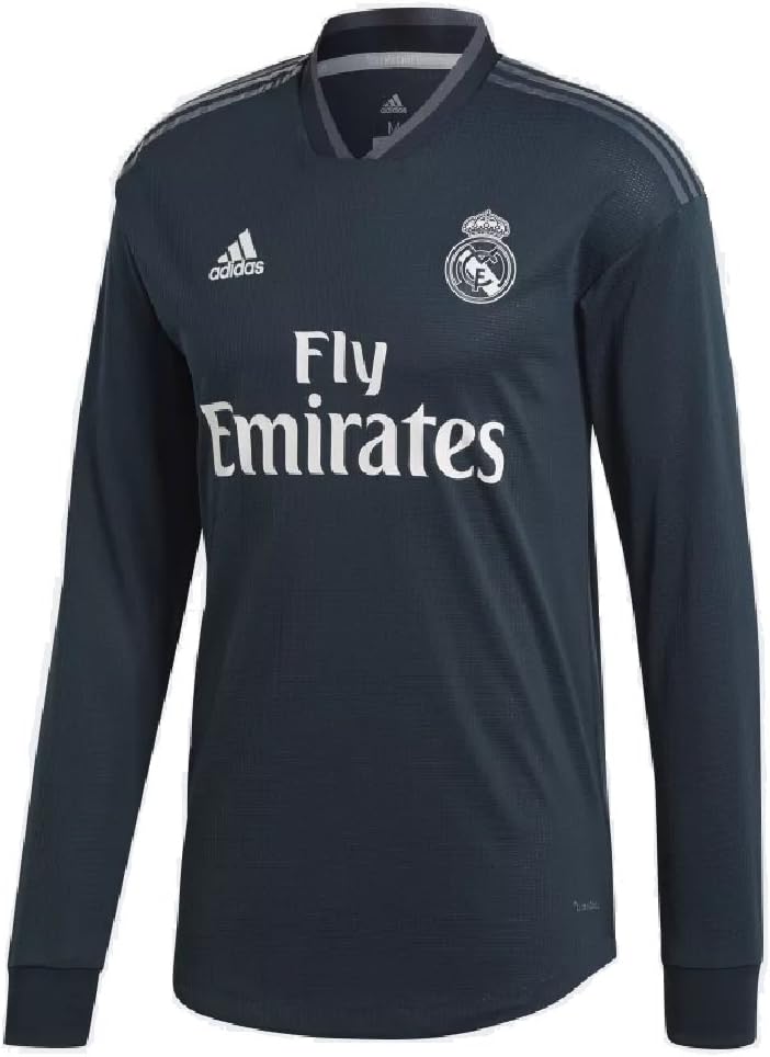 adidas 2018/19 Mens Real Madrid Away Authentic Long Sleeve Jersey X-Large Tech Onix/Bold Onix/White