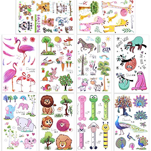 Konsait 150 Assorted Zoo Animal Temporary Tattoos For Children Kids Girls Boys-Fake Tattoo Body art sticker For Children's Birthday Party Bags Filler Gifts Party Favors Supplies-Press on & Remove