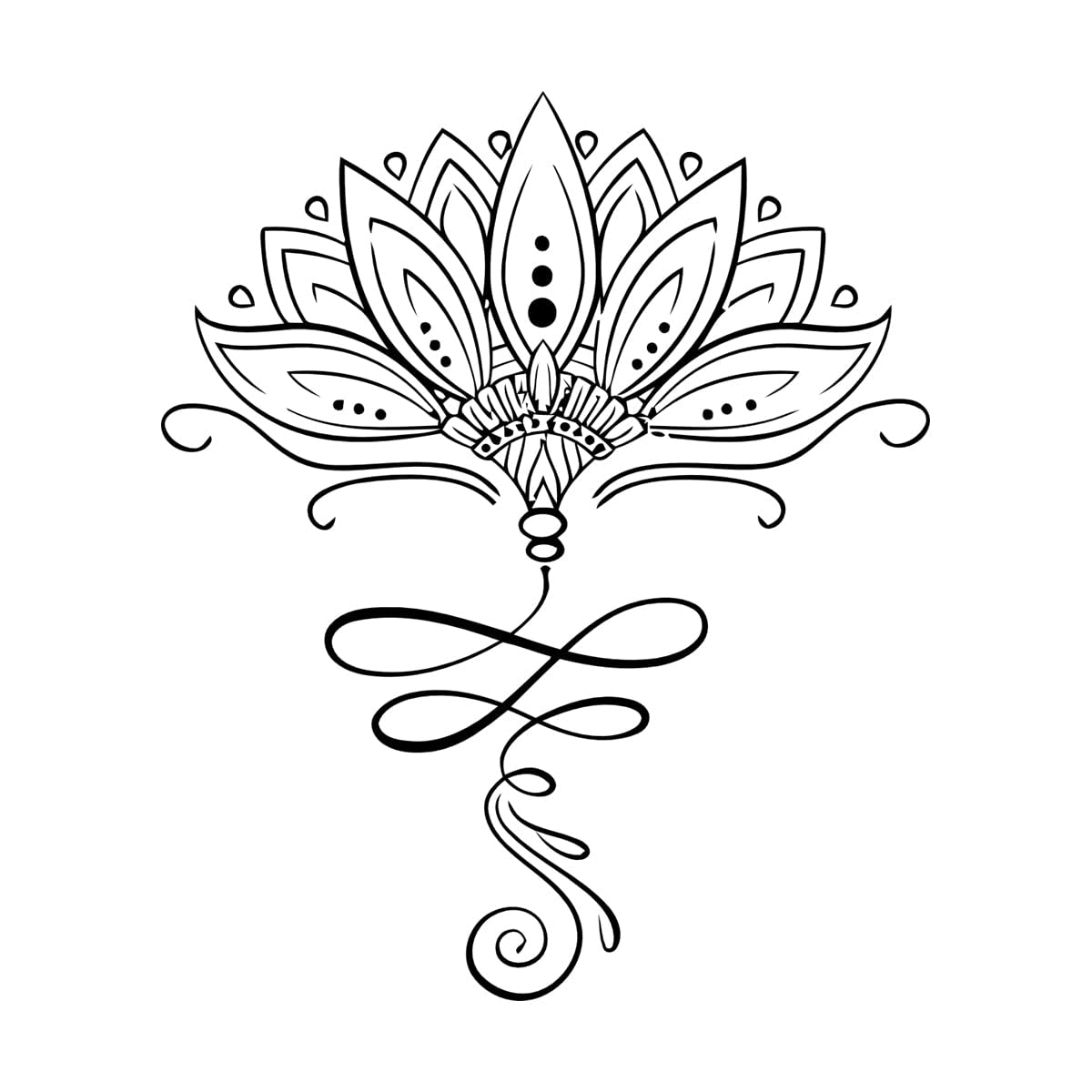 Vinyl Wall Decals Lotus Flower Ornament Yoga Studio 54x64.8cm Art Decoration Large Black