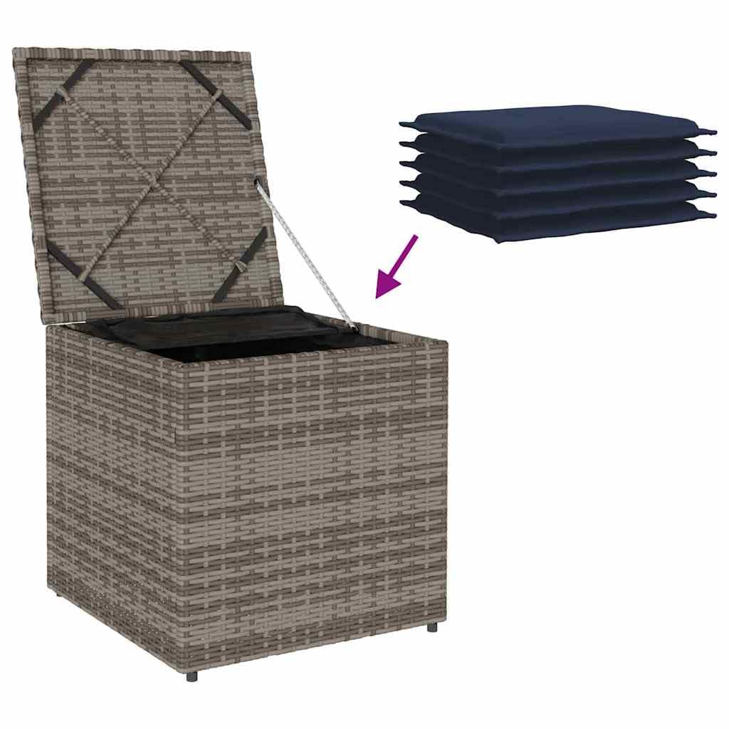 Cassapanca per cuscini in polyrattan, grigio, 50 x 50 x 50 cm, resistente alle intemperie, per riporre cuscini e imbottiture, per esterni, terrazza, balcone, contenitore di alta qualità