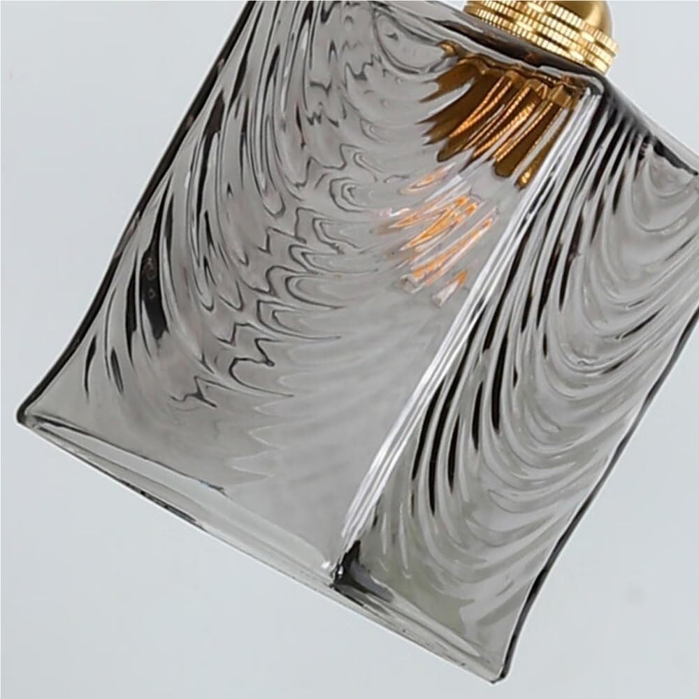 Applique da Parete Moderne in Vetro Grigio Fumo, Lampada da Parete Rettangolare cablata in Ottone con Paralume Semitrasparente, Lampada da Parete Regolabile retrò Vintage per Isola Cucina, Comodi