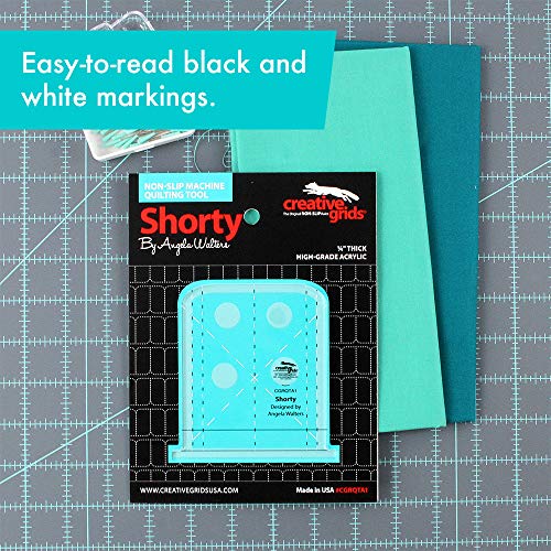 Creative Grids Machine Quilting Tool – Shorty – CGRQTA1 Made in USA, Non-Slip Grip Acrylic Quilting & Sewing Template Ruler for Free-Motion Quilt Patchwork Design Domestic Sewing & Longarm Machines - Thumbnail 3