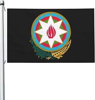 Emblem of Azerbaijan Flag 3x5 Ft Double Sided Welcome Yard Home Lawn Decoration Banner