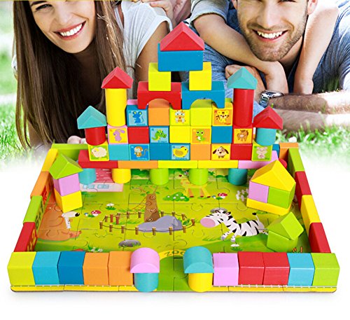 Highdas Building Blocks para la Infancia Temprana Educación Juguetes Castillo Jigsaw Puzzle con la placa base