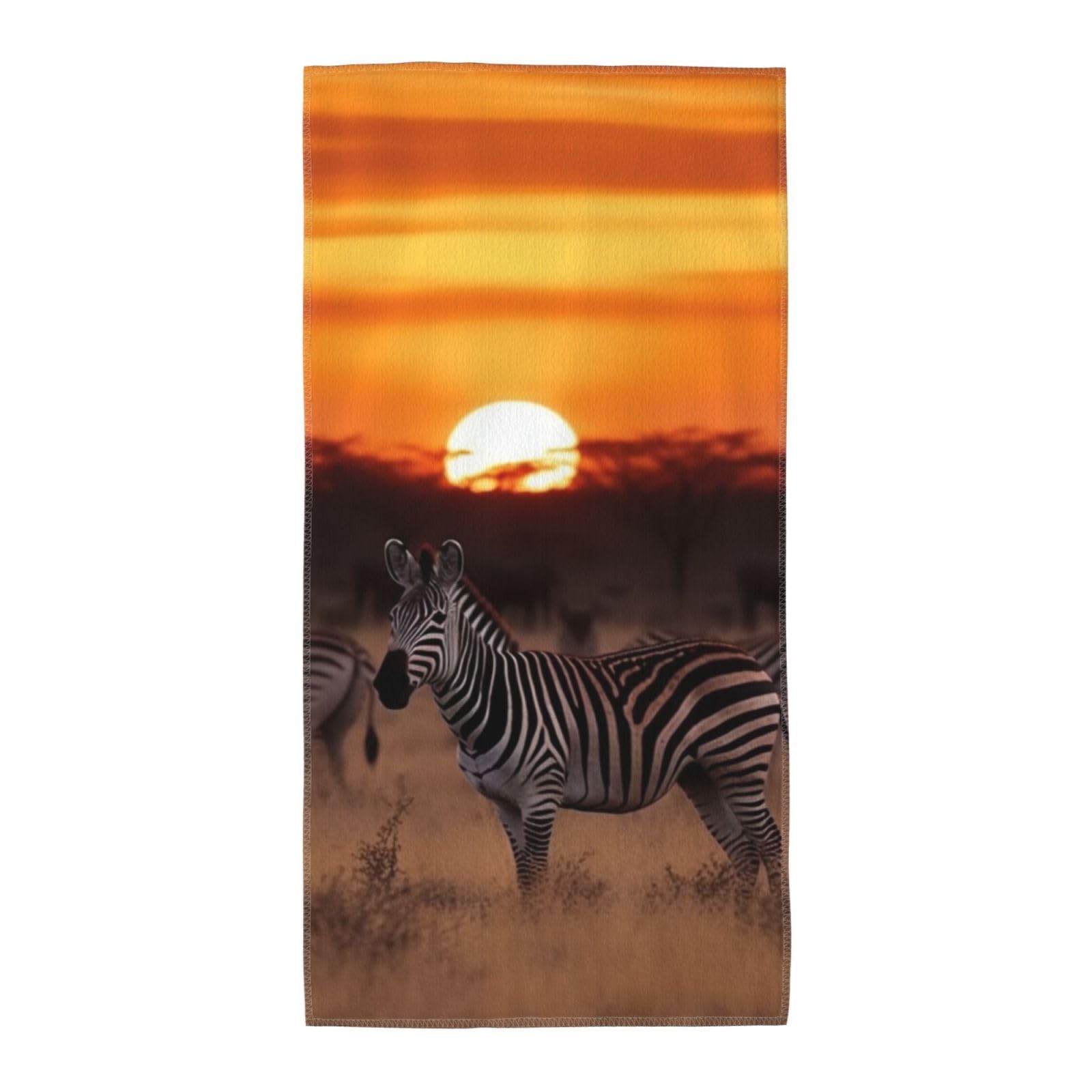 FekiLoot Absorbent Hand Towels 13.8"X27.5" Decorative Bathroom Towel Soft Microfiber Face Towel Africa Sunset Zebra Dish Kitchen Towels for Bathroom Kitchen Hotel Spa Bath Towels