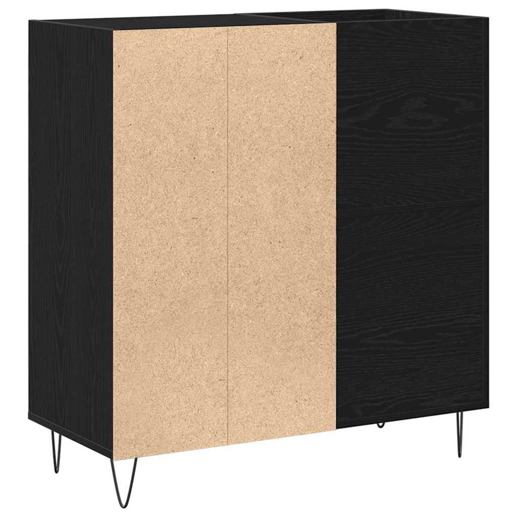 Hothingwell Mobile porta vinili in legno ingegnerizzato Rovere nero, scaffale dischi vinili con 4 ripiani e gambe in acciaio, 85 x 38 x 89 cm