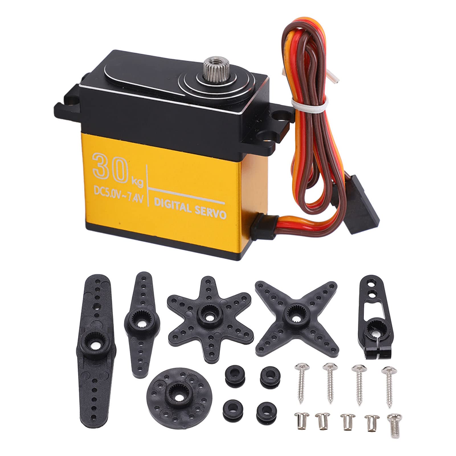 Alomejor Servo Digital 30KG, Engranaje Metálico Impermeable con Brazo 25T