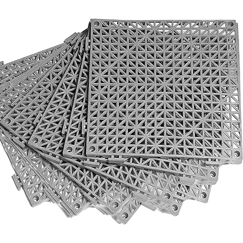 Paquete de 8 azulejos modulares de drenaje entrelazados, tapetes de drenaje antideslizantes de 12 x 12 pulgadas para bañera de hidromasaje, cubierta de piscina, tapetes de PVC suave que empalman