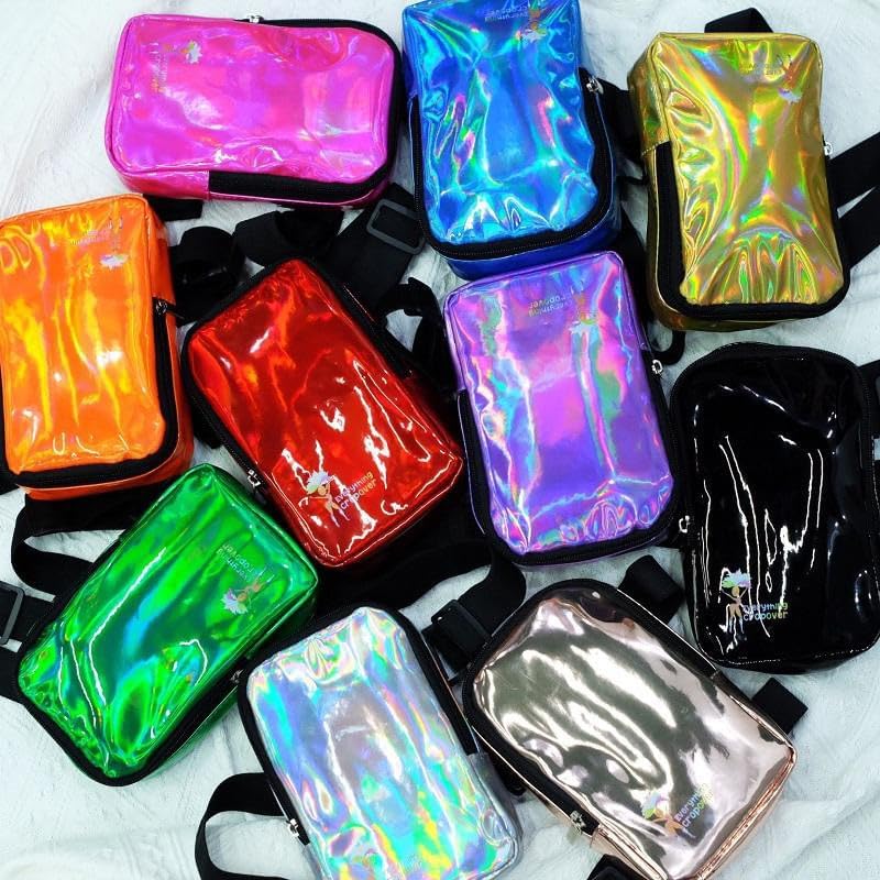 Holographic Thigh Bag | Leg Harness for Women | Outdoor Waist Pouch | Carnival Hiking Travel Fanny Pack with Adjustable Straps | Black Gloss - Image 6