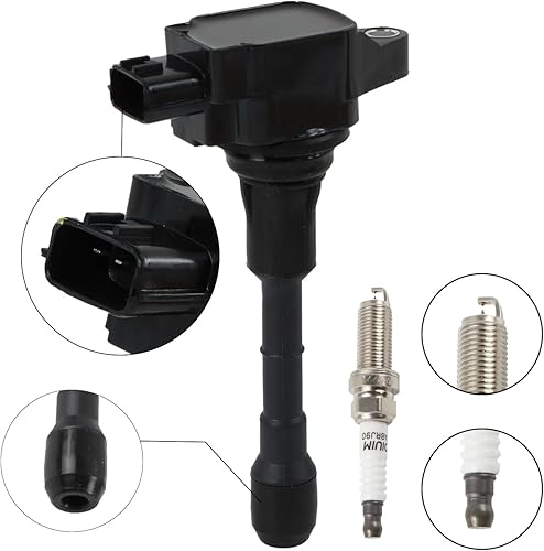 Vista 61 de Paquete de 6 bobinas de encendido UF617 y bujías de iridio compatibles con Infiniti EX37 FX37 G37 M37 Q50 3.7 3.7L V6 2008-2014 Reemplazar #