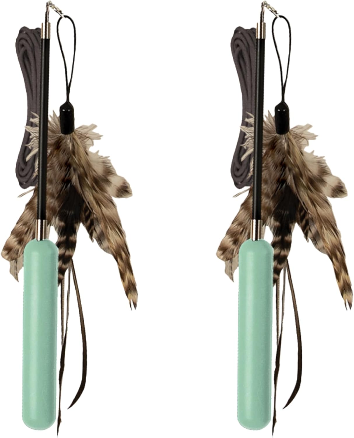Presents Nala Cat Feather Agility Wand with Bonus Attachment – Interactive Cat Toy – Telescoping Wand- Feather Toy, 2 Pack