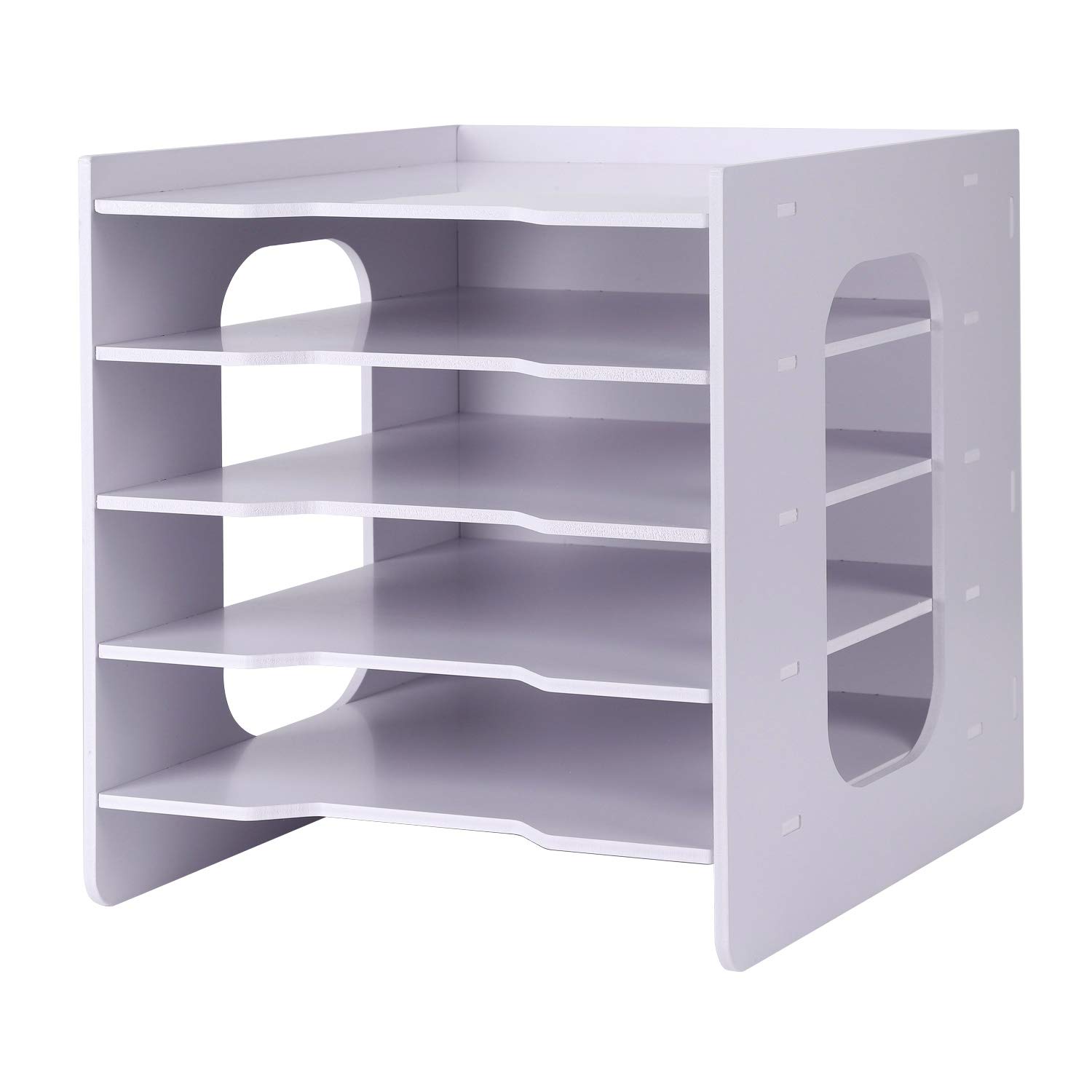 Dokumentenablage Holz Briefablage A4 Schreibtisch Organizer mit 5 Fächer Desktop Papierablage Büro Hause Schreibtischregal DIY Zeitschriftenständer Ablagesystem für Papier Zeitschrift