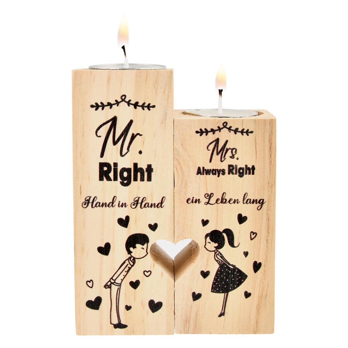 Mr&Mrs Regalo para Parejas Aniversario,Juego de Candelabros en Forma de Corazón,Personalizado Vela Regalos para Novios Mujeres,Candelabro Regalo para Boda Navidad Compromiso día de San Valentín