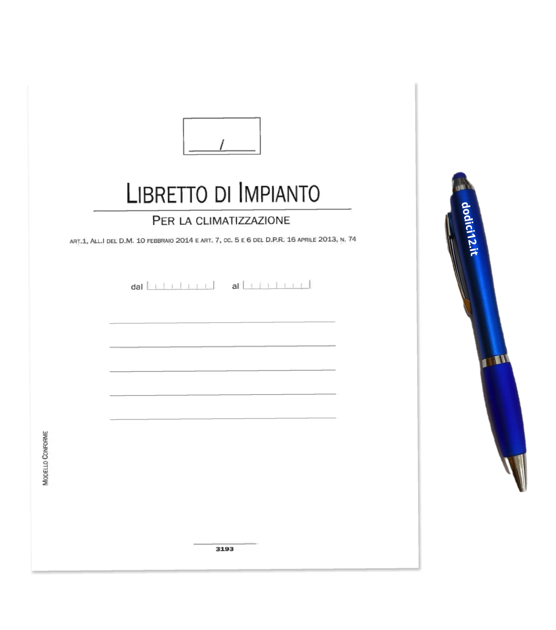 Libretto di Impianto A4 Climatizzazione e Riscaldamento - Registro Certificazione Condizionatori e Caldaie - CON PENNA TOUCH OMAGGIO Dodici12® (10)