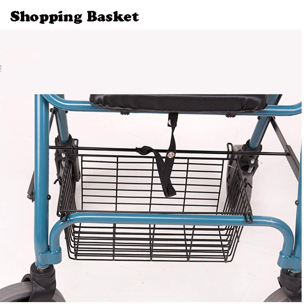 Andador para Ancianos,Práctico Andador con Ruedas de 4 Ruedas con Asiento y Cesta de Almacenamiento - Respaldo y Freno de Mano Desmontables, Ayuda de Movilidad para Personas Mayores y discap