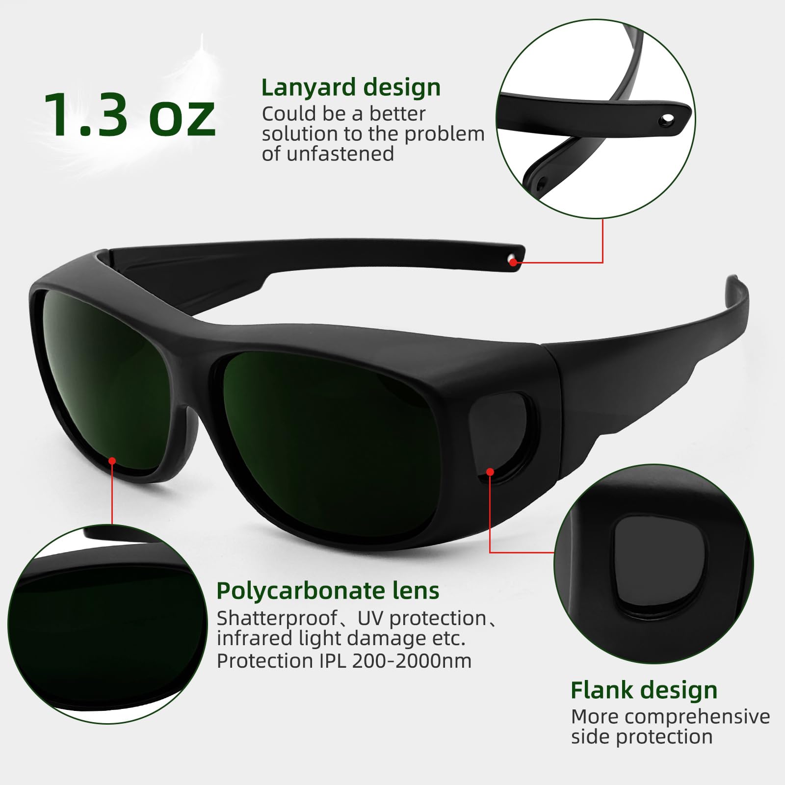 Schweißbrille, IR-Schattierung 5, ANSI-konform | Wrap-around-Linse für volle Abdeckung, Anti-Kratz-Beschichtung, UV-Schutz. Ideal zum Schweißen, Schleifen, Brennerschneiden