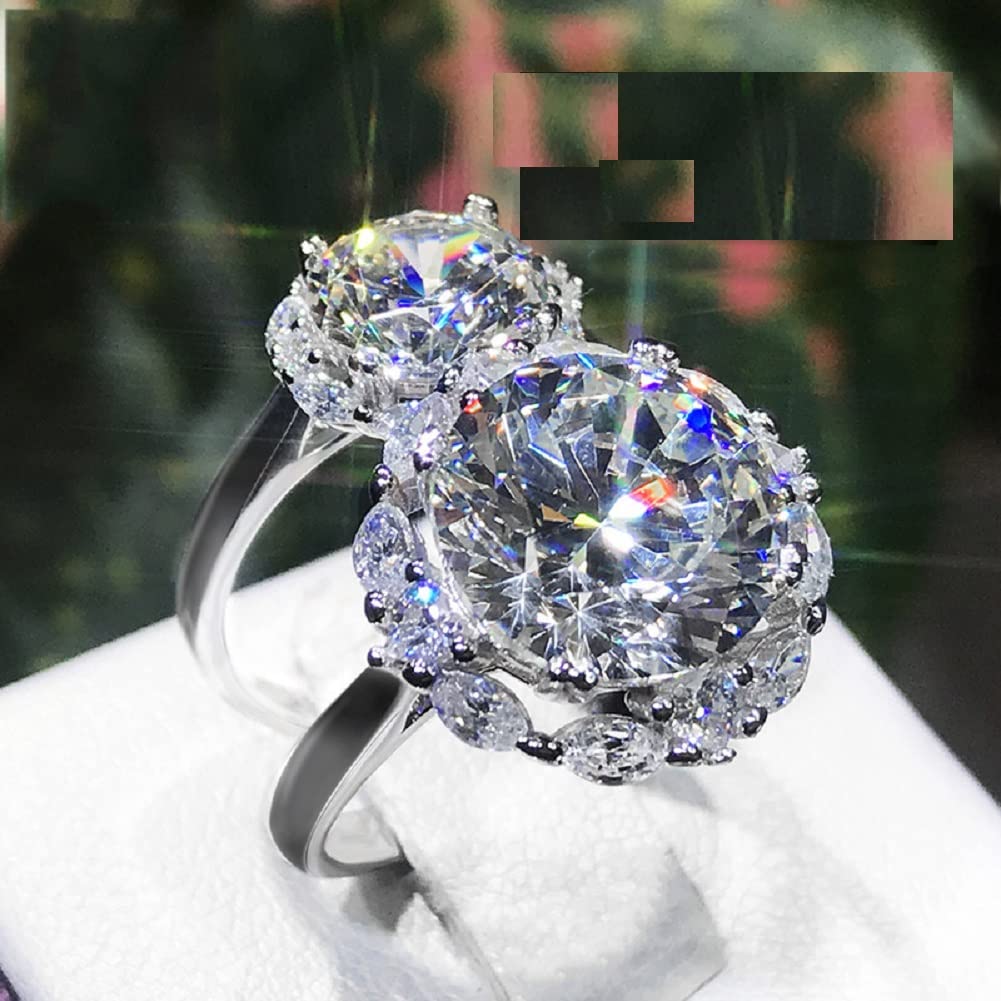 Apertura de 5 Quilates Ocho Corazones y Ocho Flechas Flecha Circonita cúbica AAA Blanca Oro Rosa Piedra Principal Grande Anillos de Boda de Compromiso de cóctel Oro de 14 Quilates Anillos de halo de