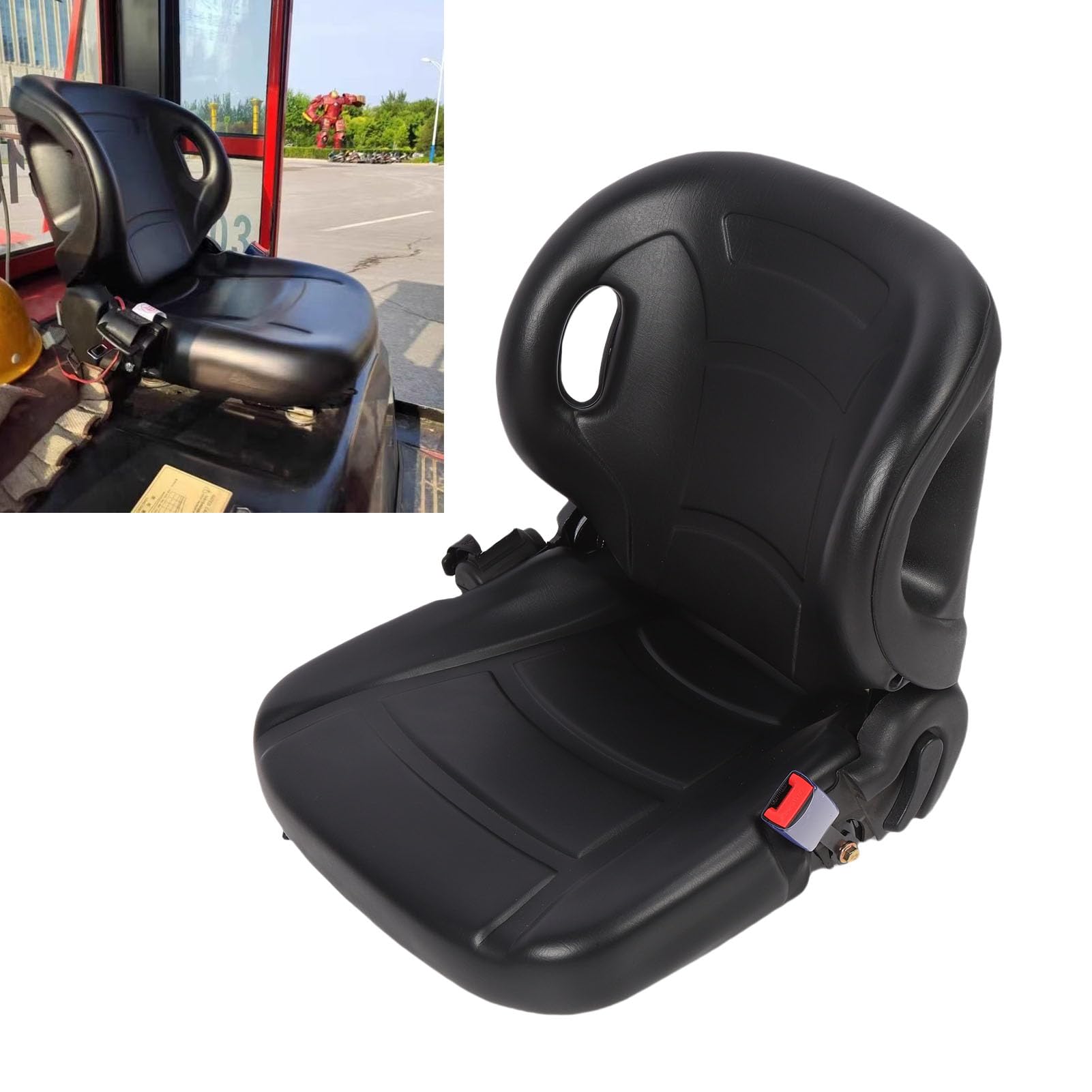 Asiento de Carretilla Elevadora Universal, Asiento del Tractor con Micro Interruptor y Cinturón de Seguridad, Asiento del Cortacésped de PVC para el Mercado de la Carretilla