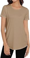 SmileFish Women's Crewneck Loose Fit Tunic Top Short Sleeve Summer Casual Long Tee Shirt