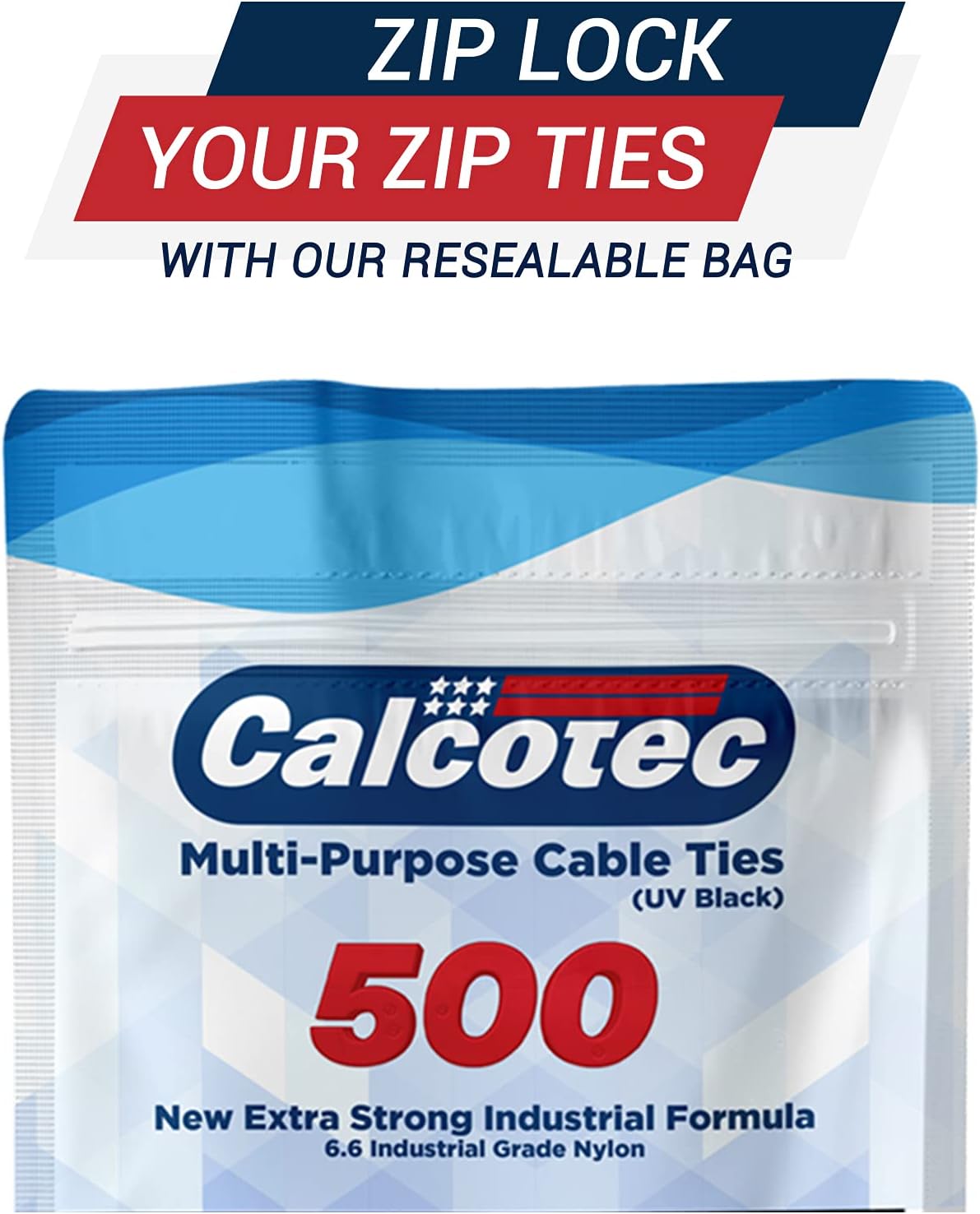 500x Black Zip Ties | Self-Locking Cable Ties | 4" / 6" / 8" / 10" /12" x 0.19" extra strength 6.6 Nylon Zip Ties | 100pcs each size