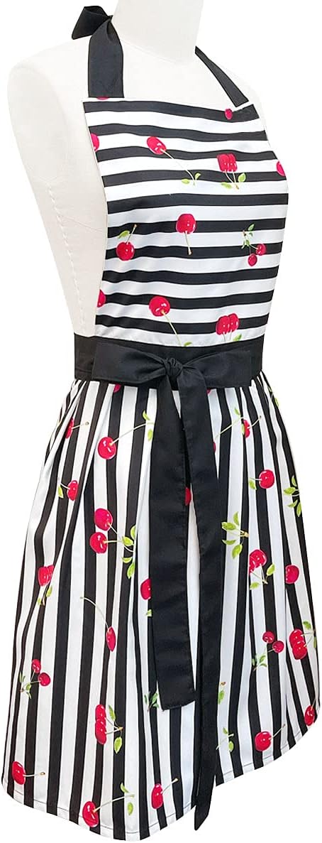 Bowbear Cherries Retro Pin-Up Apron for Women