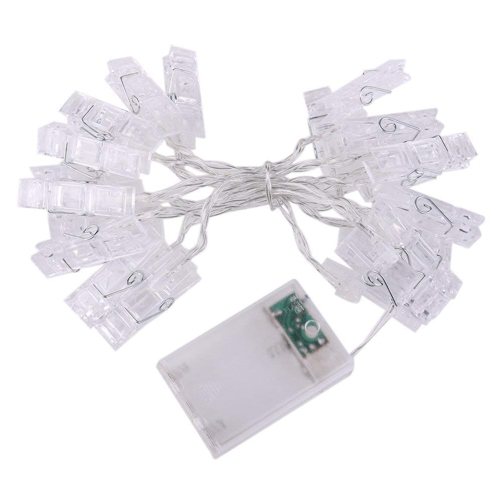 Hmmj Warm-White Photo Clip String Lights 2.2M 20 Led Battery Powered Peg Fairy Lights For Hanging Pictures Birthday Wedding Party Festival Decoration