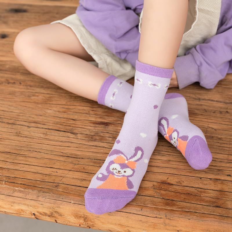 Image of Pink Socks for Girls, Calf length, Soft Pure Cotton, Lightweight & Breathable, 1 to 9 Years, Pack of 5, Designer socks, Gift Option